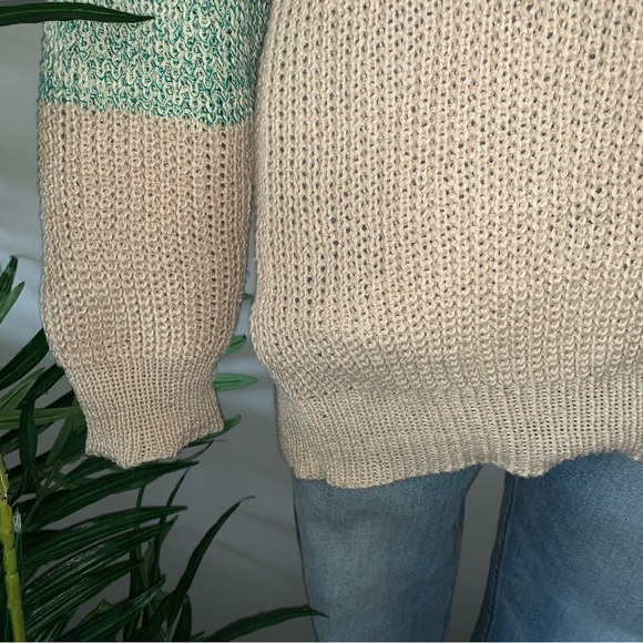 v i n t a g e :: Slouchy Ribbed Knit Natural Striped Knit Sweater - Picture 7 of 9